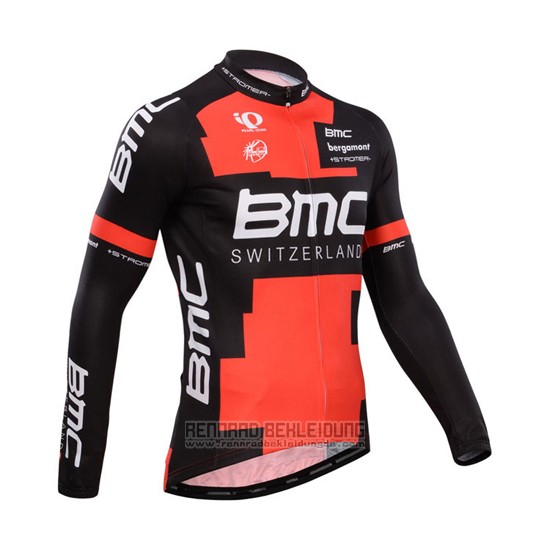 2014 Fahrradbekleidung BMC Shwarz und Rot Trikot Langarm und Tragerhose
